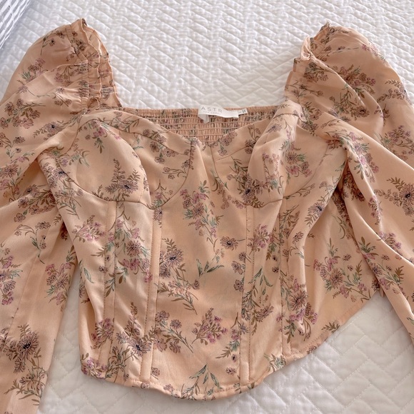 Astr Floral Blouse in Peach and Purple - Picture 2 of 4